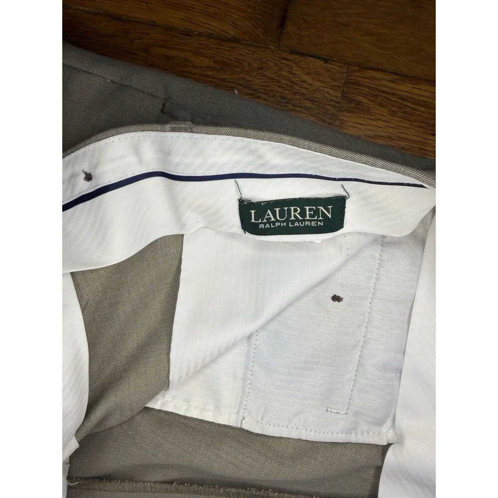 Lauren Ralph Lauren Men’s Dress Pants Tan Khaki Flat Front Trousers Size 33x30